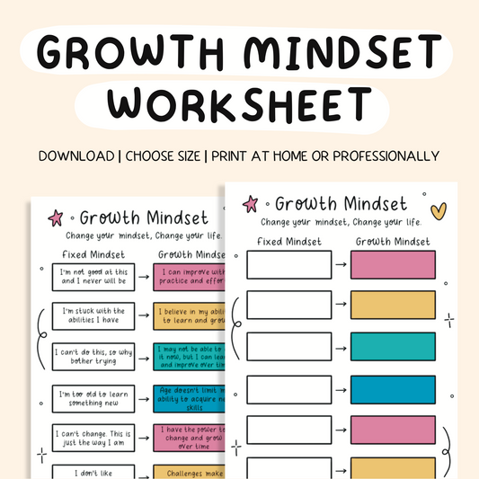 Growth Mindset Exercise Worksheets