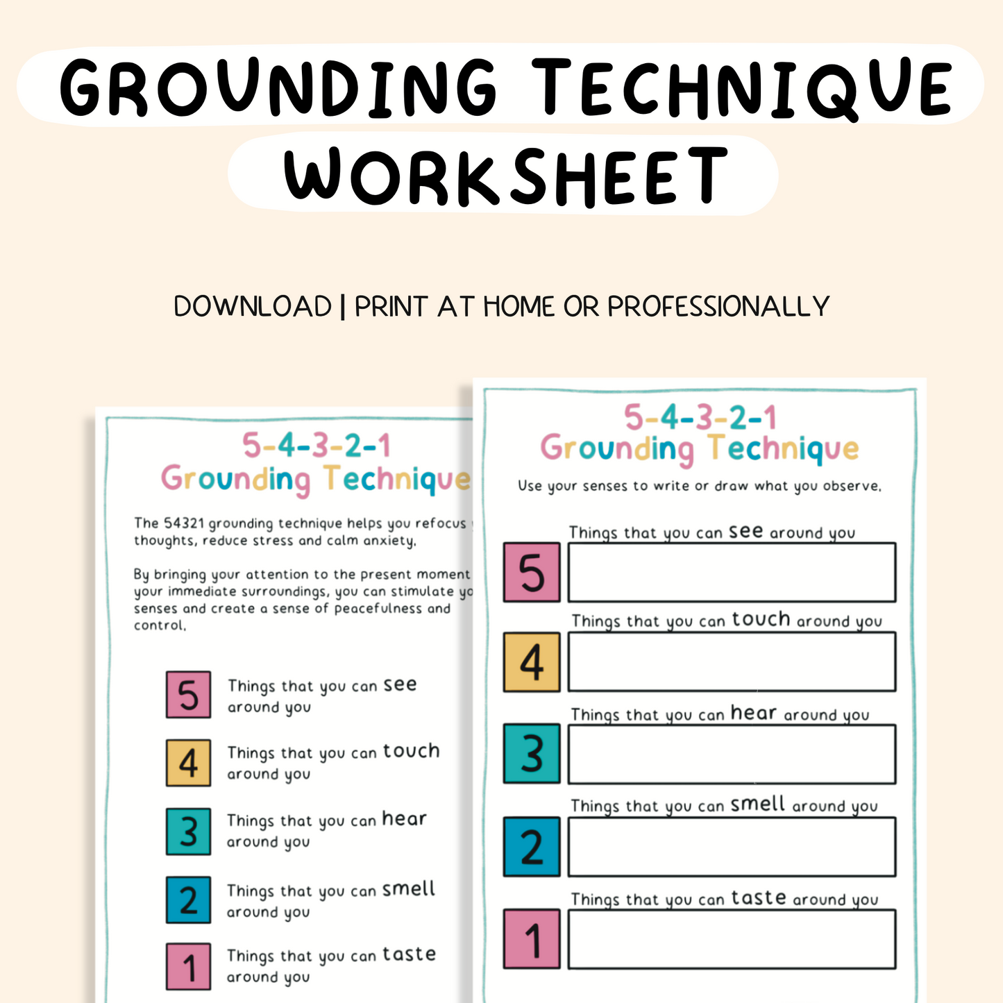 Grounding Technique Exercise Worksheet