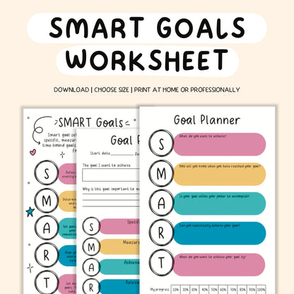 Smart goal worksheet goals setting personal development goal planner